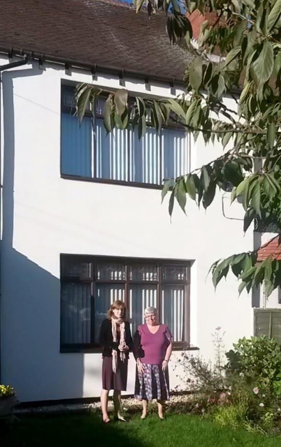 Christine Hale and Kate Sadler at the newly insulated home on Trent Valley Road