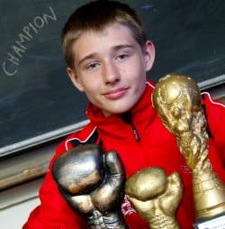 Liam Spain with some of his trophies