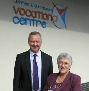 Cllr Ben Adams and Cllr Sue Woodward at the Lichfield and Burntwood Vocational Centre