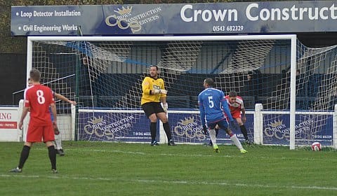 Paul Sullivan's strike finds the net. Pic: Pamela Mullins