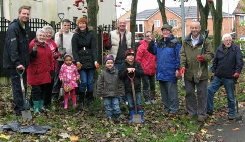 Volunteers at the bulb planting event in Chase Terrace