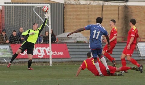 Ramone Stephens is denied. Pic: Dave Birt