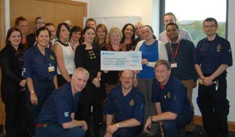 The donation is handed over to Burntwood Community First Responders