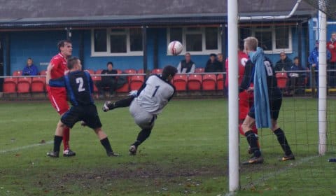 Action from Eccleshall v Lichfield City. Pic: Mick Tyler