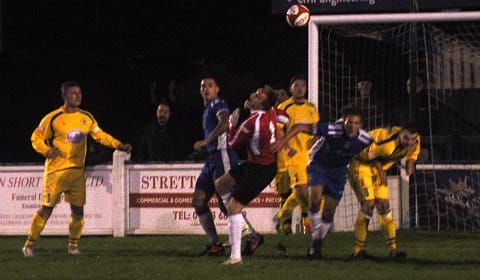 Chasetown put the Newcastle Town keeper under pressure. Pic: Pamela Mullins
