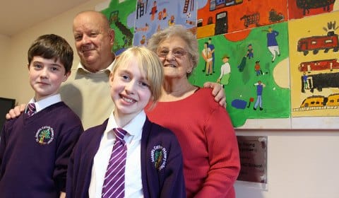 The artwork by St Joseph's RC Primary School pupils is unveiled