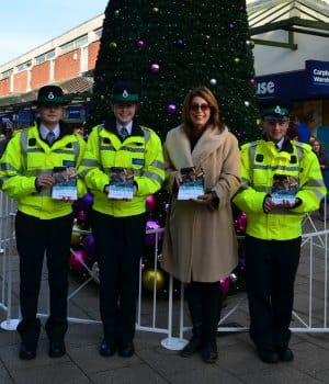 Sue Arnold with Staffordshire Police Cadets in Lichfield city centre