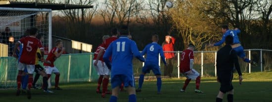 Action from Littleton v Lichfield City FC. Pic: Mick Tyler