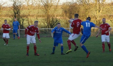 Action from Littleton v Lichfield City FC. Pic: Mick Tyler