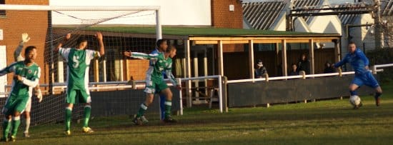 Leon Morgan fires an effort towards the Bromsgrove goal. Pic: Mick Tyler