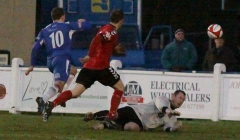 Paul Sullivan completes his hat-trick. Pic: Dave Birt