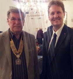 Lichfield St Chad Rotary president Mike Cook with Matthew Ellis