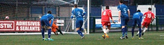Paul Sullivan scores from the penalty spot. Pic: Dave Birt