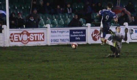 Nick Wellecomme scores his second goal of the game. Pic: Dave Birt