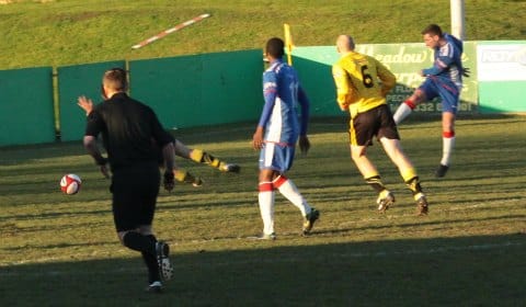 Danny Bragoli opens the scoring. Pic: Dave Birt