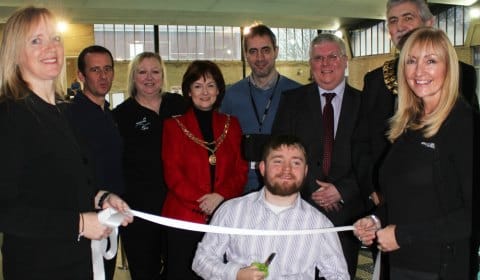 Tom Bolton cuts the ribbon at Friary Grange Leisure Centre