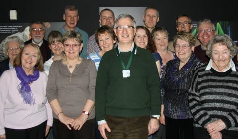 Andrew Bodger with some of the current members of the Lichfield Players