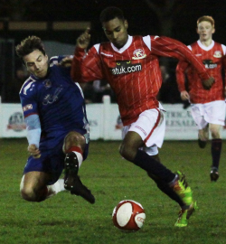 Luke Bottomer makes a tackle. Pic: Dave Birt