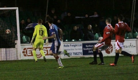 Nick Wellecomme's effort finds the net. Pic: Dave Birt