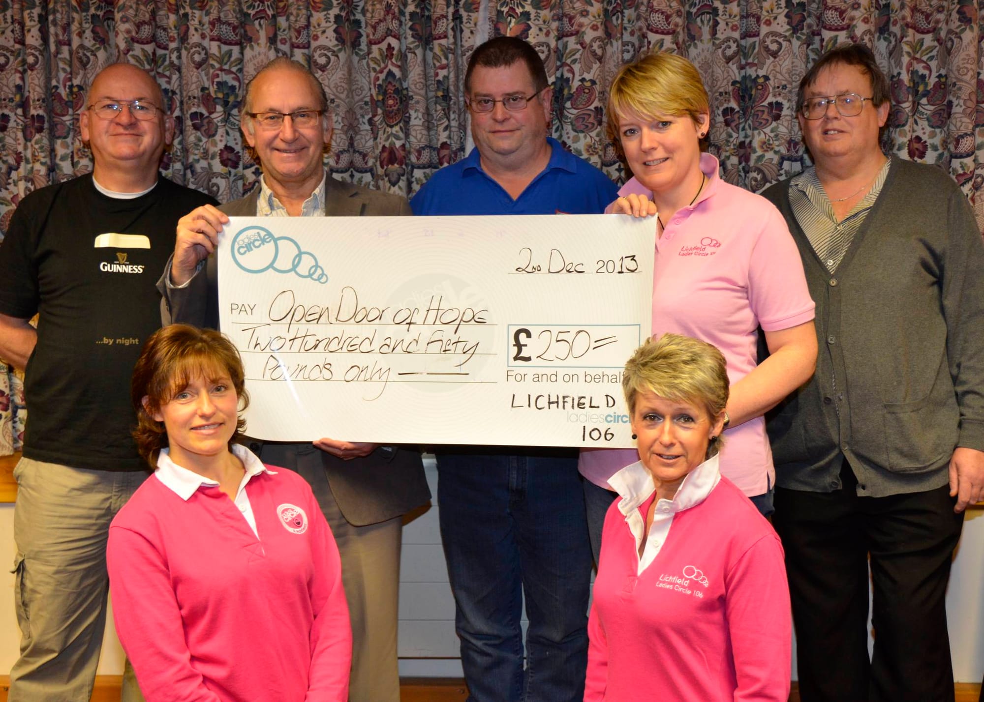 Gaynor Webb, Beverleigh Thompson and Helen MacDonald hand over a cheque to Open Door of Hope