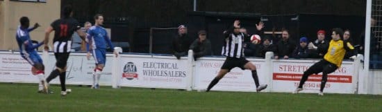 Ramone Stephens makes it 3-0. Pic: Dave Birt