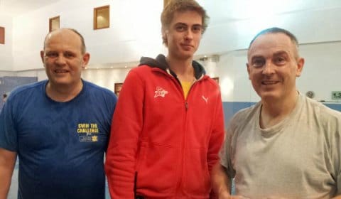 Rick Hill OBE with lifeguard James Madeley and Neil McDonald