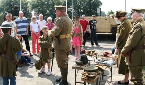 Families learning about life as a World War One soldier. Pic: Terry Fidgeon