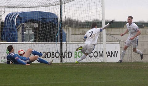 Daniel Lloyd McGoldrick opens the scoring. Pic: Dave Birt