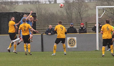 Richard Teesdale heads Chasetown in front. Pic: Dave Birt