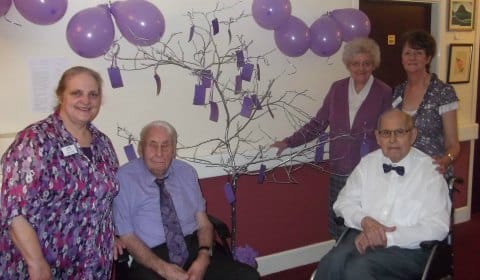 Frances Henden, Gordon Brown, Margaret Rowe, David Morris and Ruth Morris taking part in the Dignity Day event at Hoar Cross Nursing Home