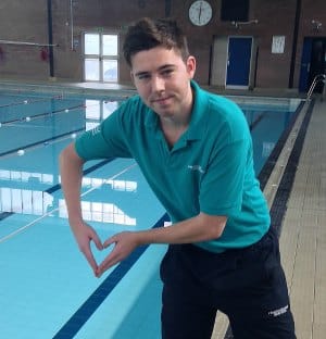 Lifeguard Charlie Watt at Friary Grange Leisure Centre's swimming pool