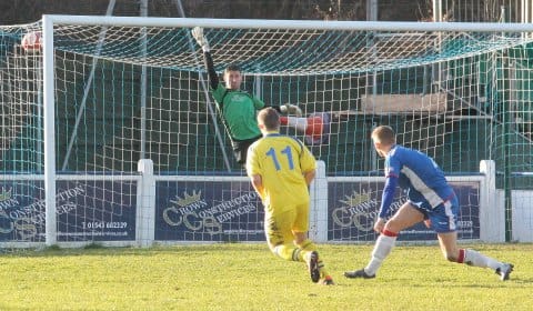 Thomas Unwin's effort finds the net. Pic: Dave Birt