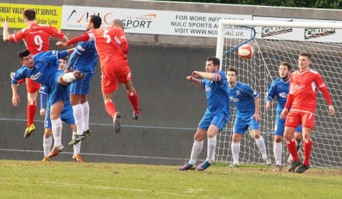 Tesfa Robinson heads towards goal. Pic: Dave Birt