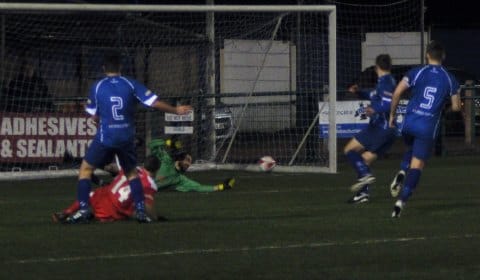 Luke Bottomer goes close for Chasetown. Pic: Pamela Mullins