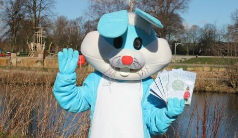 The Easter Bunny launching the trail in Beacon Park