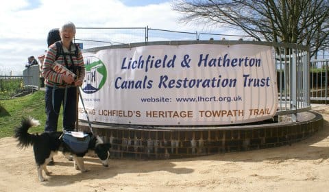 Heather Bacon with her dog Jem on part of the Lichfield and Hatherton canal. Pic: Lichfield and Hatherton Canals Restoration Trust