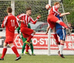 Lee Smith scores an own goal to put Chasetown level. Pic: Dave Birt