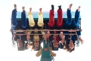 Onesie-wearers try out the Pandemonium ride