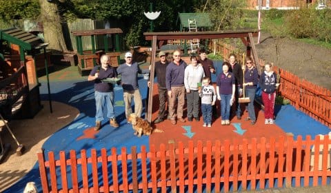 Volunteers in Elford's playground