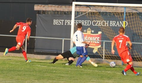 Nick Wellecomme opens the scoring for Chasetown. Pic: Dave Birt