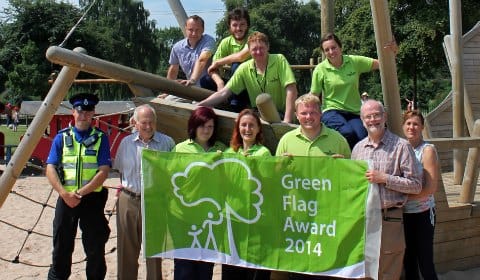 The Green Flag Award is celebrated in Beacon Park's play area