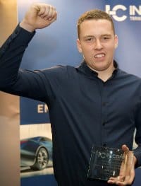 Liam Dixon with his award