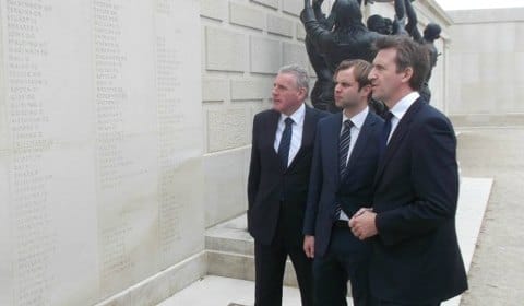 Chris Worsey (centre) at the National Memorial Arboretum