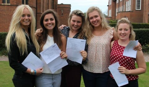 Heidi Thomas, Scarlet Sampson, Lily Hudson, Melissa Kuman and Isabel Clay with their results