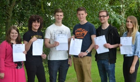 Mia Parry, Samuel Weston, Matt Dodgson, Lewis Heely, Matthew Corry and Lauren Fisher with their results