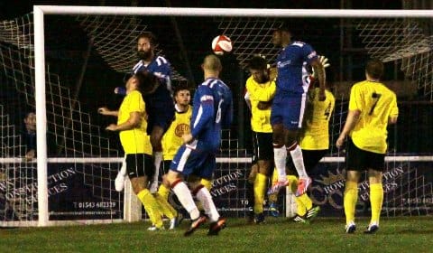 Chasetown equalise as Nathan Waite finds the net. Pic: Dave Birt