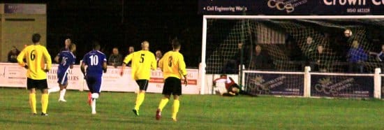 Simon Brown scores from the penalty spot. Pic: Dave Birt
