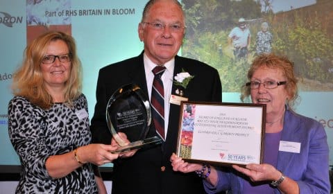 Volunteers from Elford Walled Garden collecting awards
