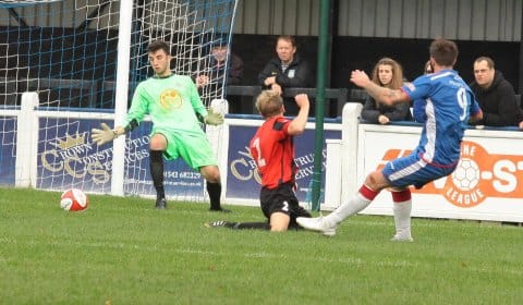 Nick Wellecomme opens the scoring. Pic: Dave Birt