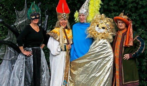 Members of the Mysteries don some of the costumes. Pic: Peter Bell